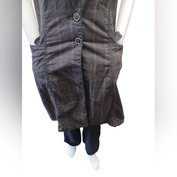 Free People Gray and Black Trench Coat EUC Vintage-Inspired Size 10 - Picture 6 of 12